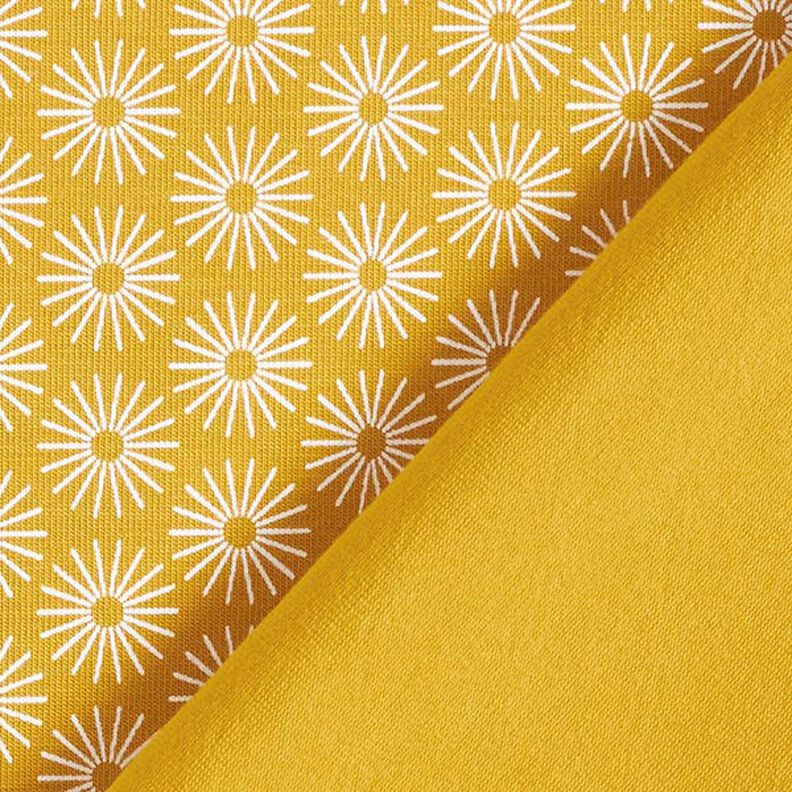 Cotton jersey shiny flowers – curry yellow, image number 4