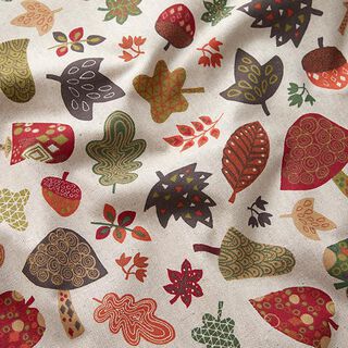 Decor Fabric Half Panama Mushrooms in Autumn – orange/natural, 