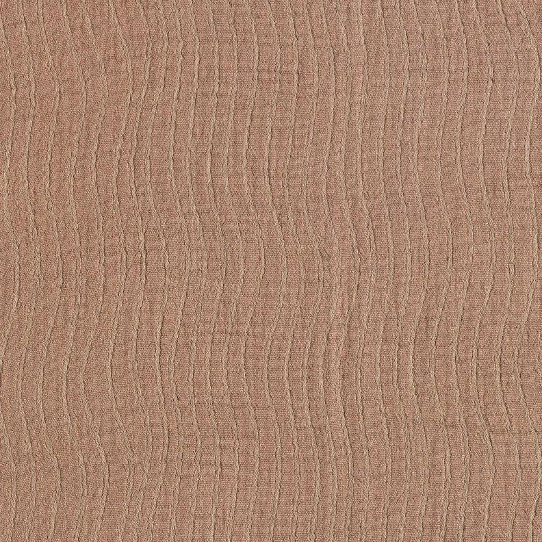 Linen Cotton Blend Jacquard Wave Pattern – medium brown,  image number 3
