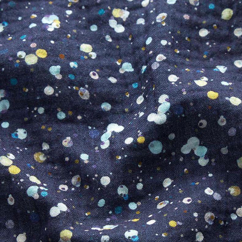 GOTS Double Gauze/Muslin Colourful Polka Dots Digital Print| by Poppy – navy blue,  image number 2