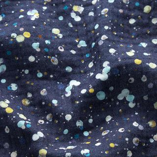 GOTS Double Gauze/Muslin Colourful Polka Dots Digital Print| by Poppy – navy blue, 
