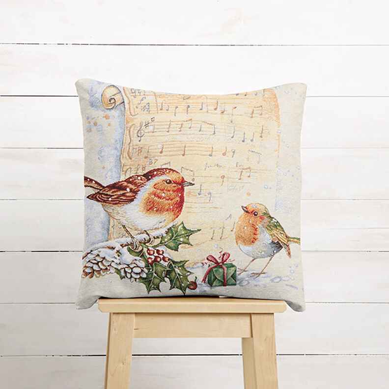 Decor Tapestry Fabric Robin with Sheet Music – white, image number 5