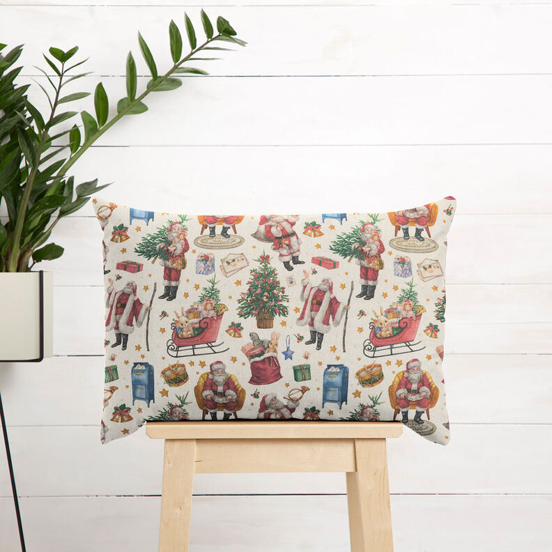 Decor Fabric Half Panama nostalgic Christmas time – natural/red, image number 7