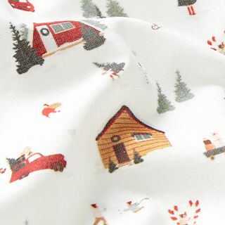 Cotton Cretonne wintery village – offwhite, 