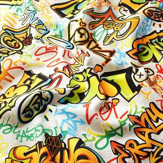 Decor Fabric Half Panama Graffiti – silver grey, 