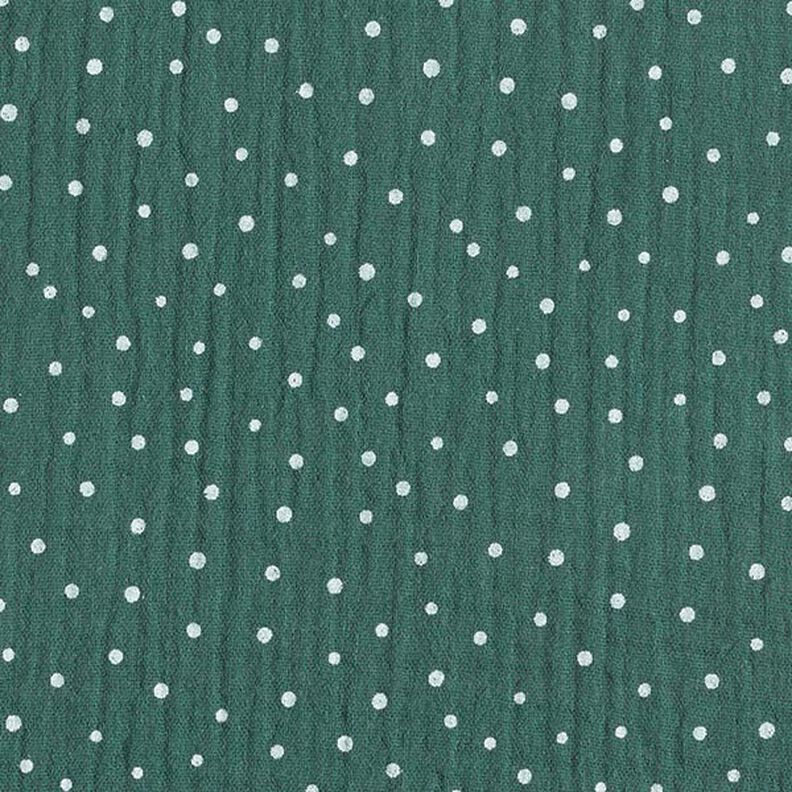 Double Gauze/Muslin Polka Dots – dark green/white,  image number 1