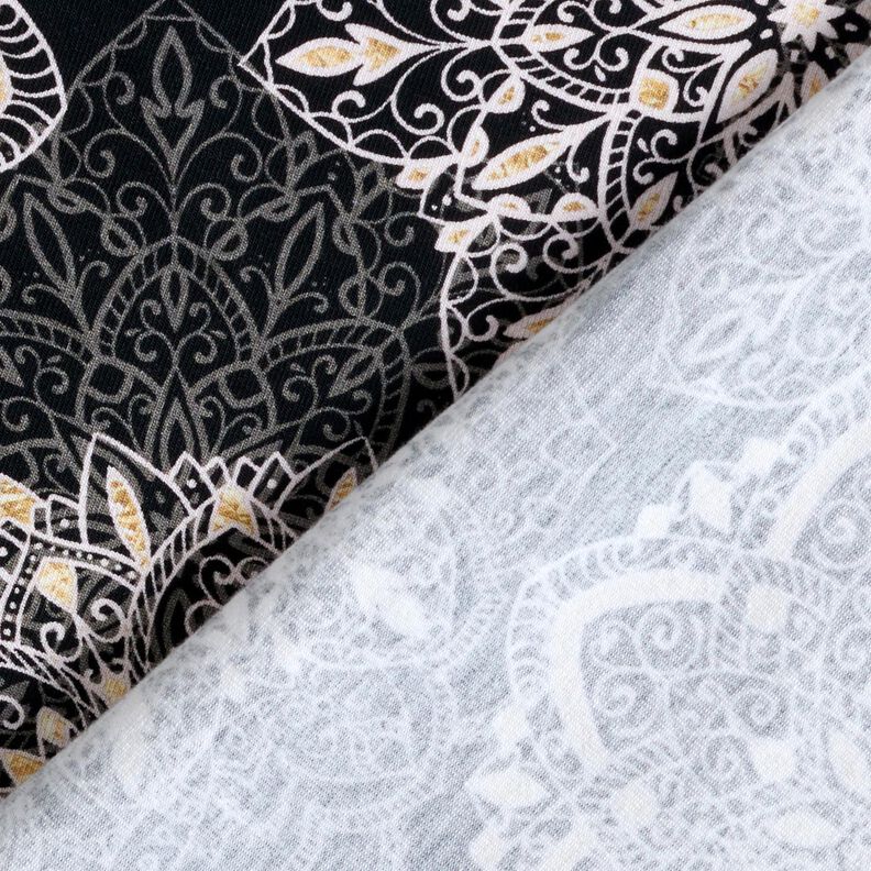 Cotton Jersey Mandalas | Glitzerpüppi – black/silver grey,  image number 4