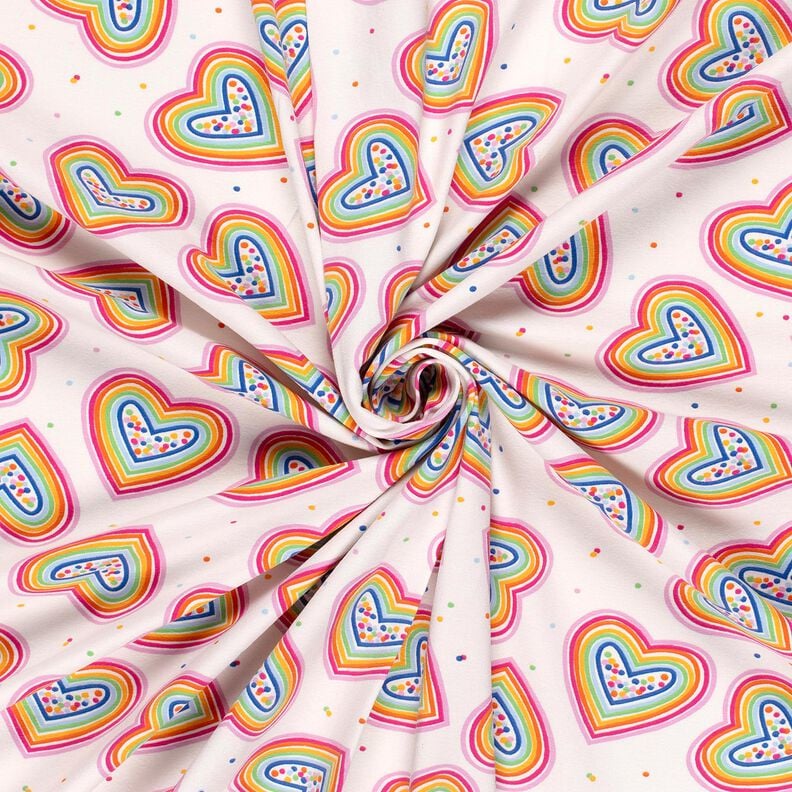 Cotton Jersey Colourful Hearts – offwhite,  image number 3