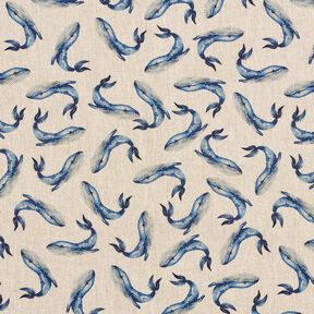 Decor Fabric Half Panama Whales &ndash; indigo/natural, 