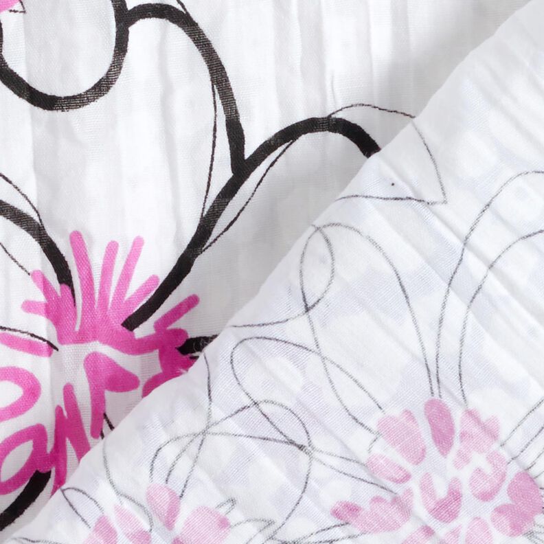 crinkle voile flowers and leopard print – white/black,  image number 4