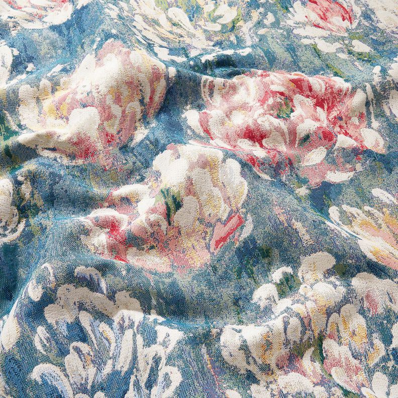 Decor Fabric Tapestry Fabric Water Lilies – light beige/green, image number 2