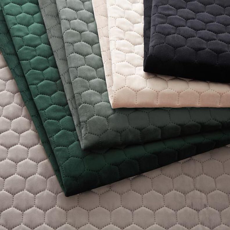 Upholstery Fabric Velvet Honeycomb Quilt – sand,  image number 4