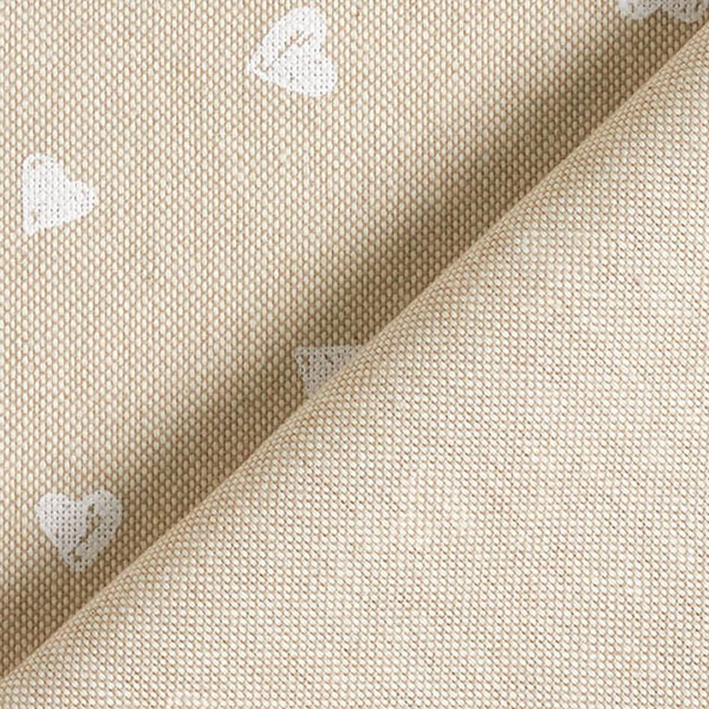 Decor Fabric Half Panama little hearts – white/natural, image number 4