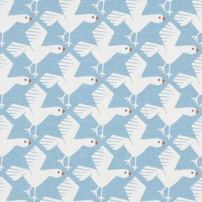 Brushed Sweatshirt Fabric cute seagulls – light blue/white, 