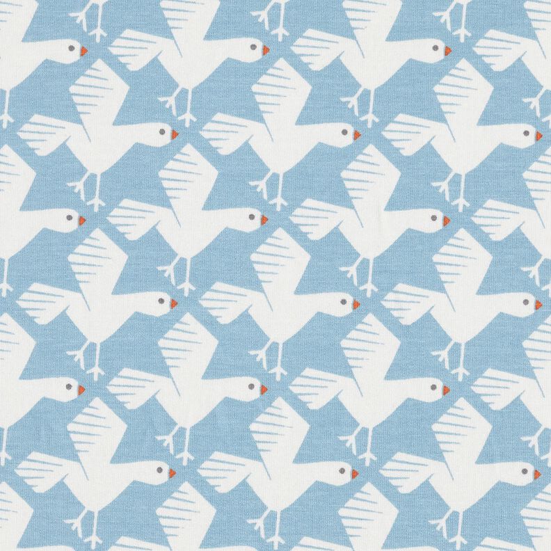 Brushed Sweatshirt Fabric cute seagulls – light blue/white, image number 1