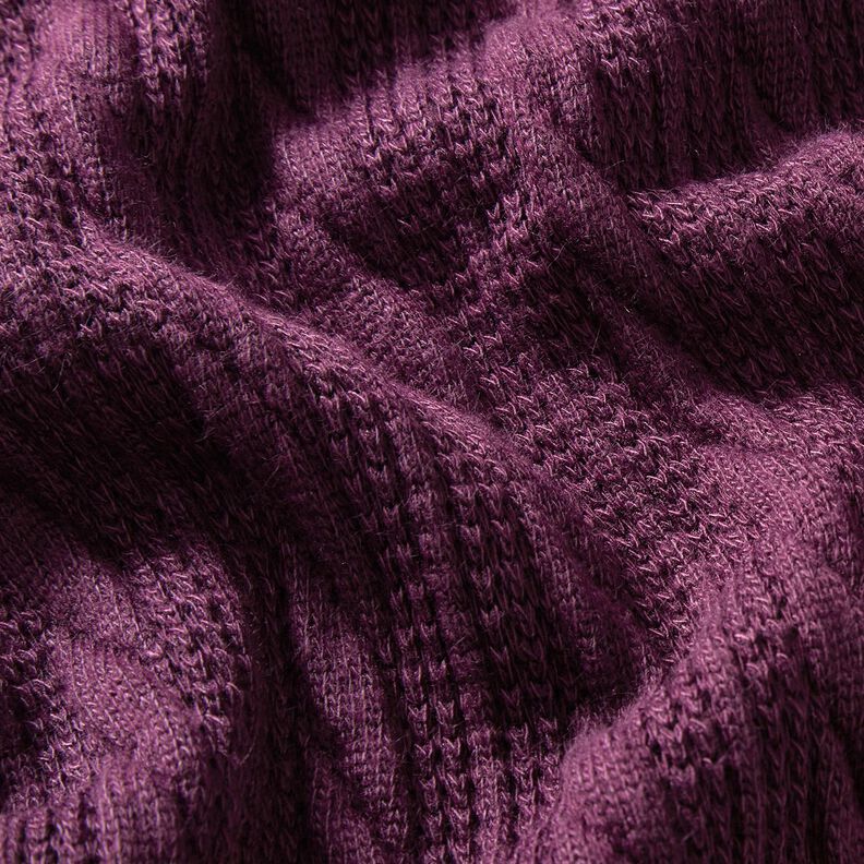 Knit Cloqué Cable-knit print – merlot,  image number 2