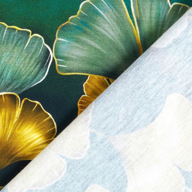 Cotton Jersey Ginkgo | Glitzerpüppi – dark green/antique gold,  image number 4