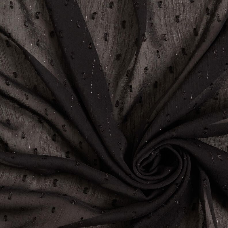 Metallic pinstripe chiffon dobby – black/metallic silver,  image number 3