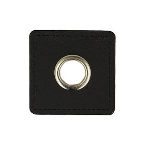 Faux leather with eyelet appliqué [ 4 pieces / Ø 10 mm ] – black, 
