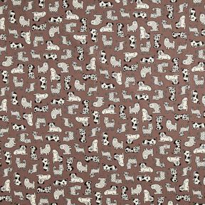 Decor Fabric Half Panama abstract dogs – dark brown/natural, 