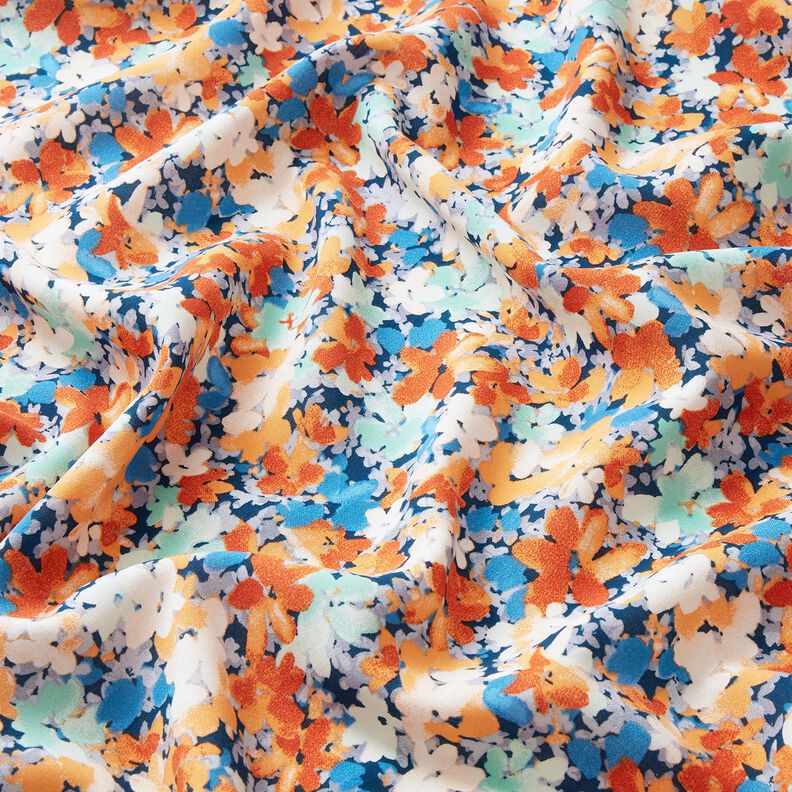 viscose fabric speckled flowers – terracotta/blue,  image number 2
