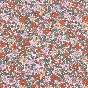 Cotton Cretonne small retro flowers – white/pink, 