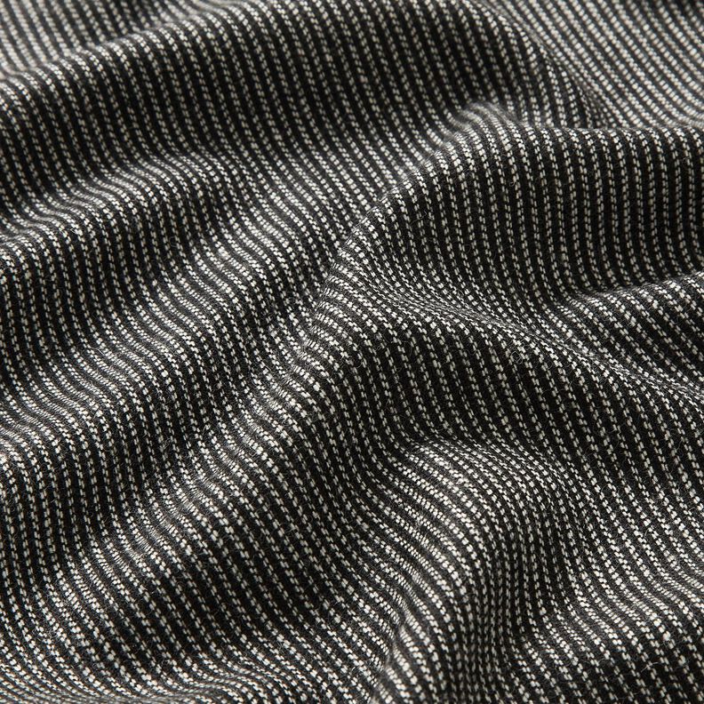 Trouser fabric wool blend melange stripes – black/white,  image number 2