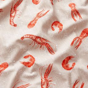 Decor Fabric Panama king prawns – cashew/fire red, 