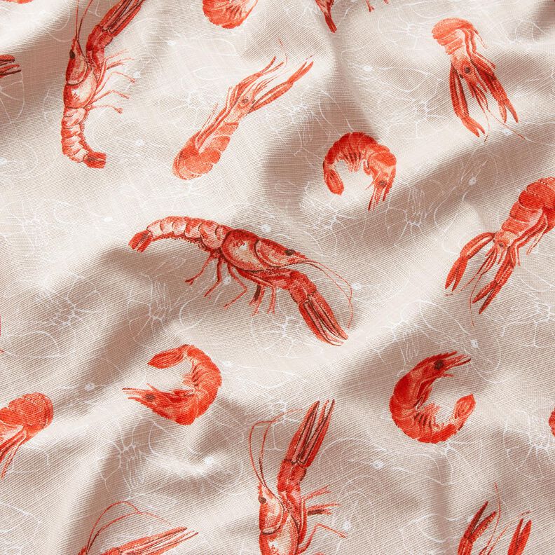 Decor Fabric Panama king prawns – cashew/fire red,  image number 2