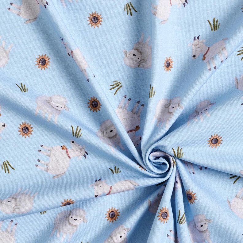 Cotton Jersey Sheep and goats Digital Print – light blue, image number 3