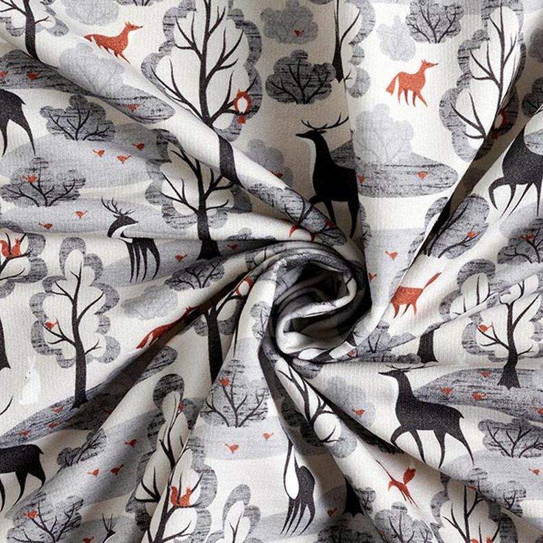 Brushed Sweatshirt Fabric abstract woodland animals Digital Print – misty grey,  image number 4