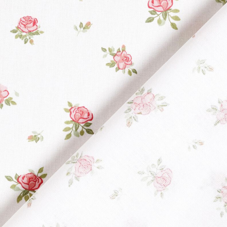 Cotton Poplin Delicate Roses – red/white,  image number 4