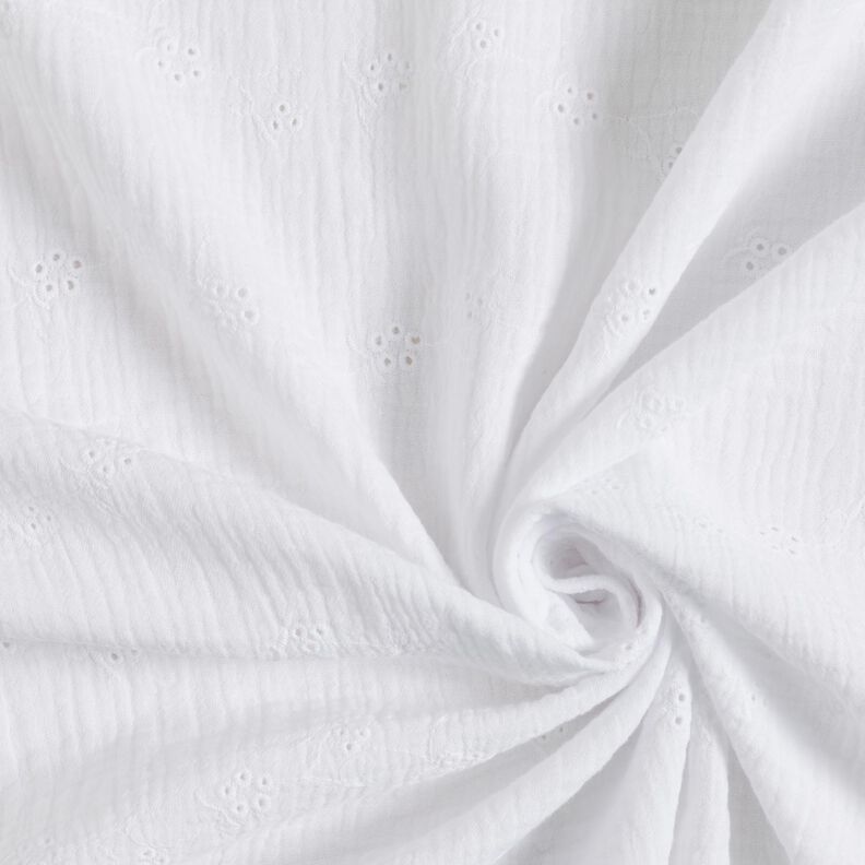 Double Gauze/Muslin Broderie Anglaise flower tendrils – white,  image number 3