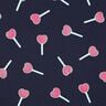 Cotton Jersey Glitter heart lollipops | Poppy Fabrics – midnight blue,  thumbnail number 1