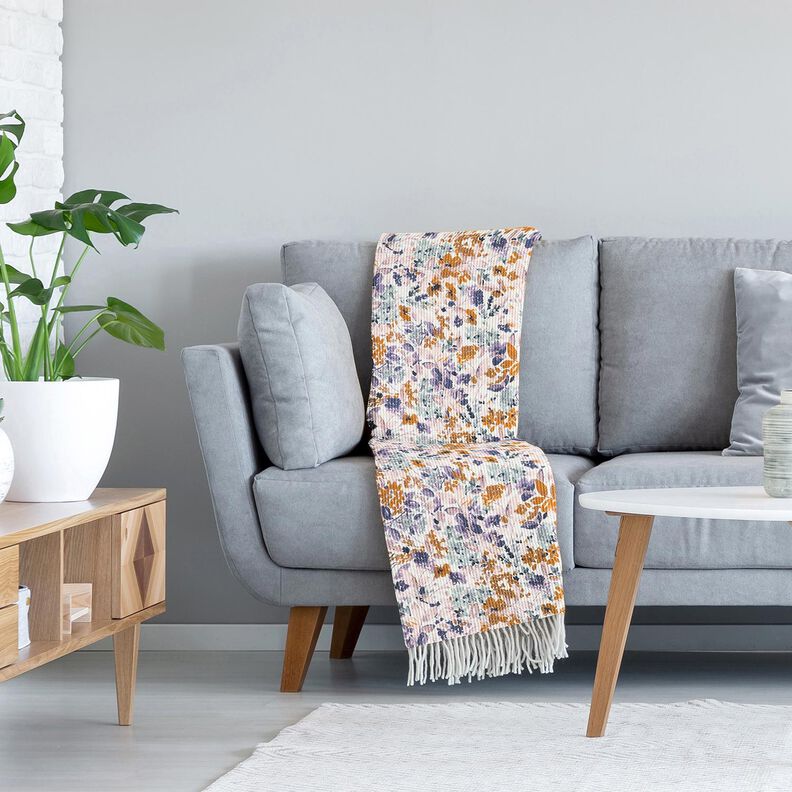 Waffle Piqué watercolour flowers | Poppy Fabrics – white/lavender, image number 7
