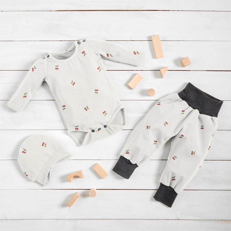 Ribbed Jersey little cherries – offwhite,  image number 6
