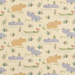 Cotton Poplin bathing fun for jungle animals – pastel green, 