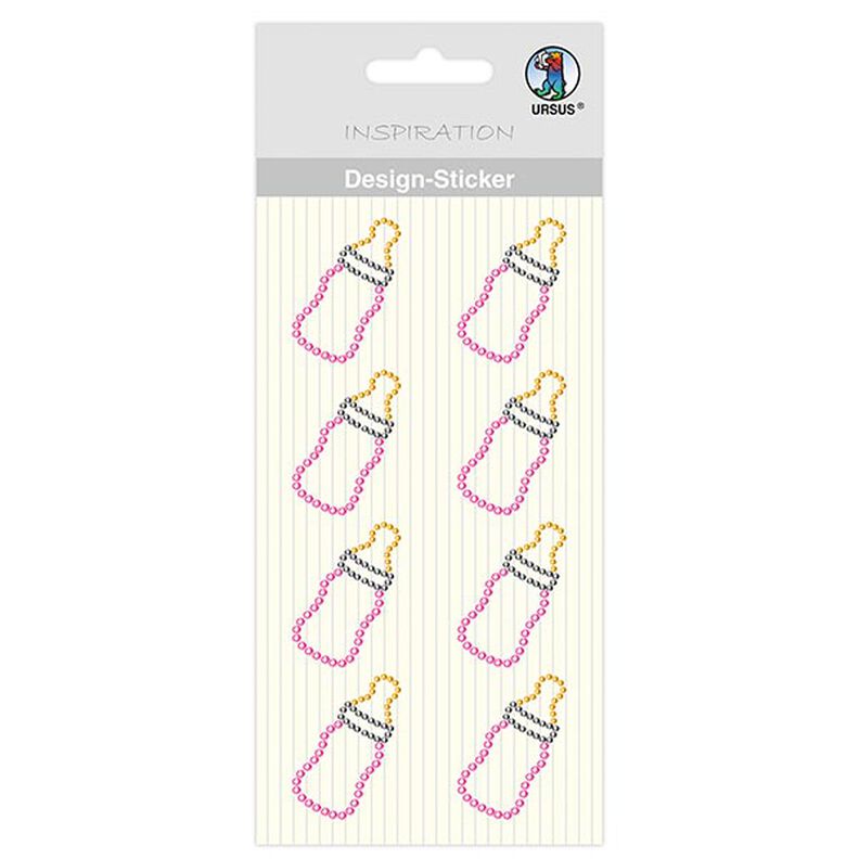 Baby Girl Bottle Design Stickers [ 8 pieces ] – pink/yellow,  image number 1