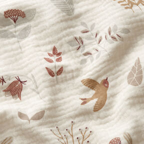 Double Gauze/Muslin Woodland Plants – offwhite, 