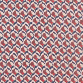 Chiffon retro pattern – white/dark red, 