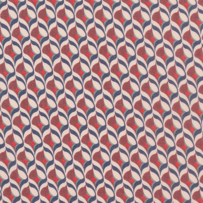Chiffon retro pattern – white/dark red,  image number 1