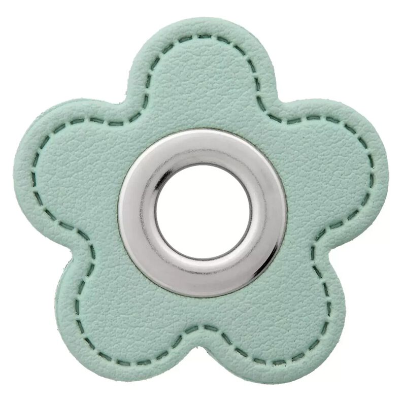 Imitation Leather Eyelet Patch Flower | Prym – mint,  image number 1