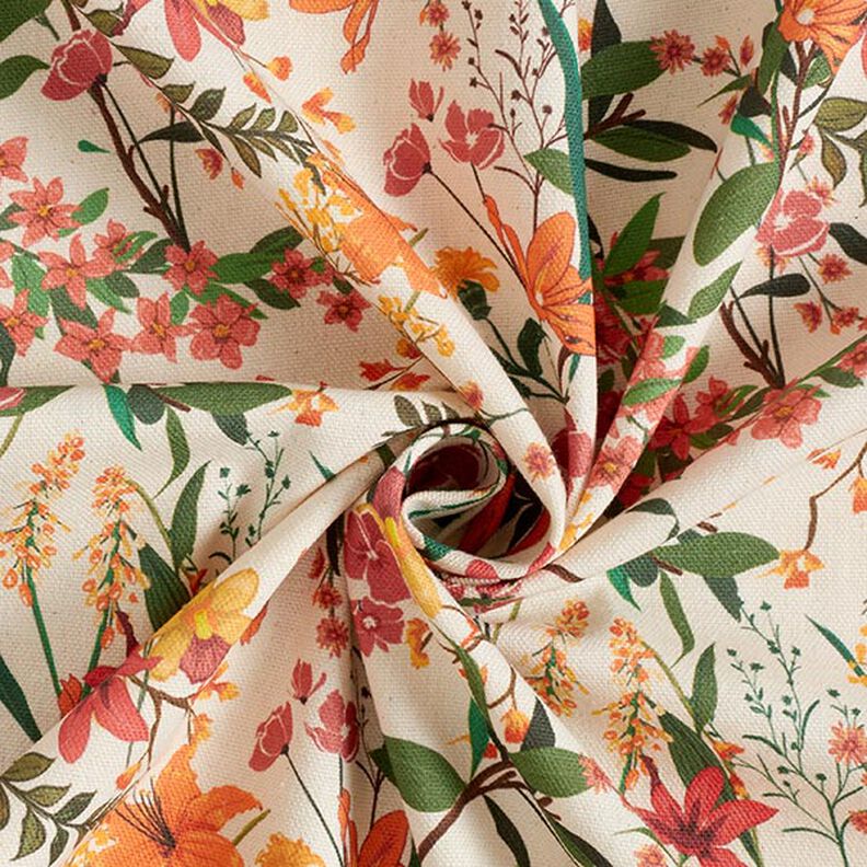 Decorative fabric, half Panama, floral – apricot/natural, image number 3
