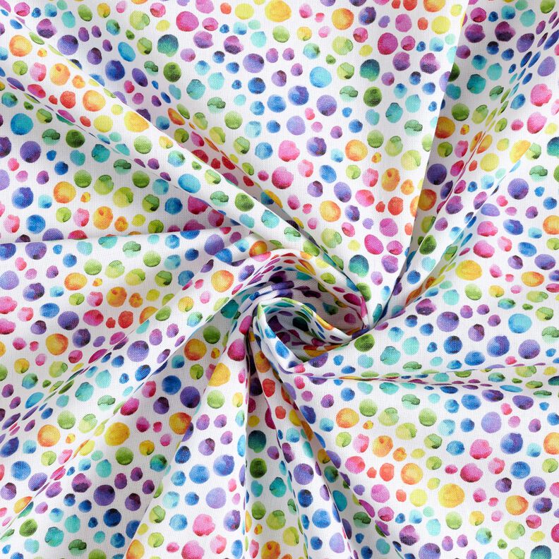 Cotton Poplin Rainbow dots Digital Print – white/colour mix, image number 3
