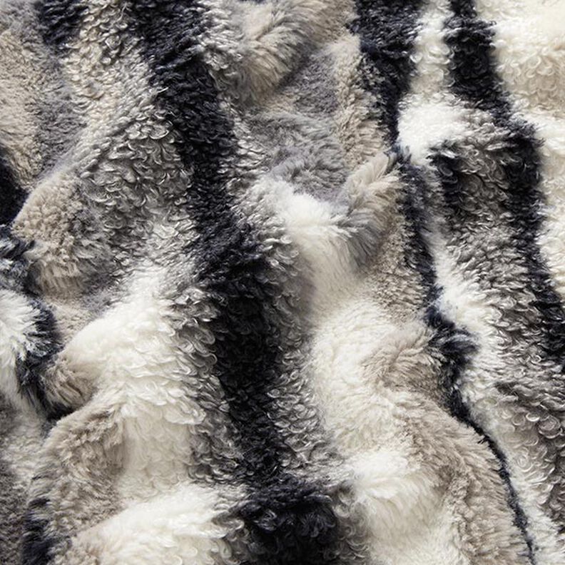 abstract stripes faux fur – offwhite/midnight blue,  image number 2