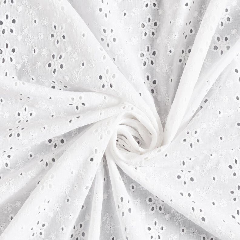 Cotton Batiste Broderie Anglaise rows of flowers – white,  image number 5