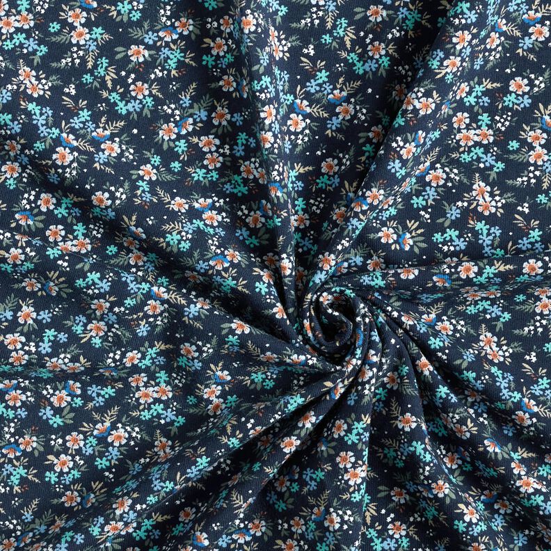 Cotton Jersey sea of flowers – midnight blue/eucalyptus,  image number 3