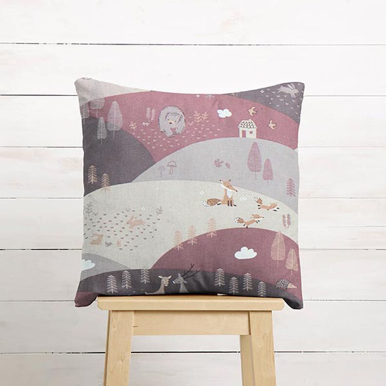 Decor Fabric Half Panama Woodland Animals – light dusky pink/greige,  image number 7