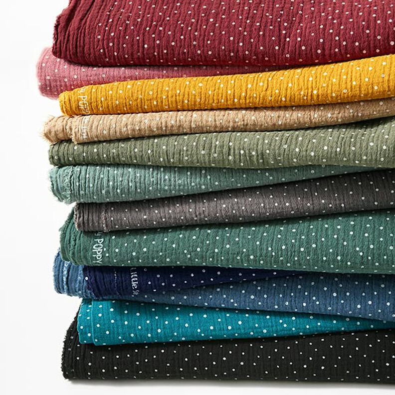 Double Gauze/Muslin Polka Dots – petrol/white | Remnant 110cm,  image number 5