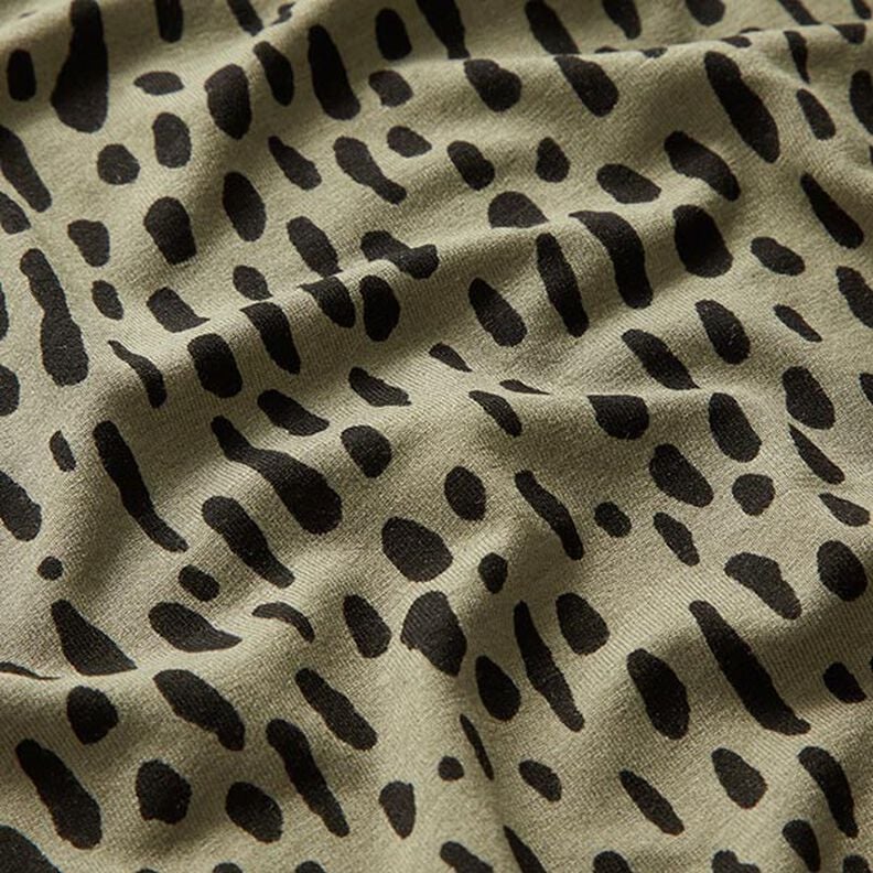 Viscose jersey, droplet dots – khaki/black,  image number 2